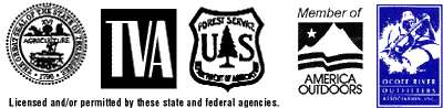 Licensed and permitted by: the State of Tennessee, TVA, America Outdoors